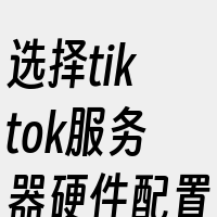 选择tiktok服务器硬件配置时