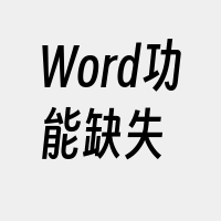 Word功能缺失